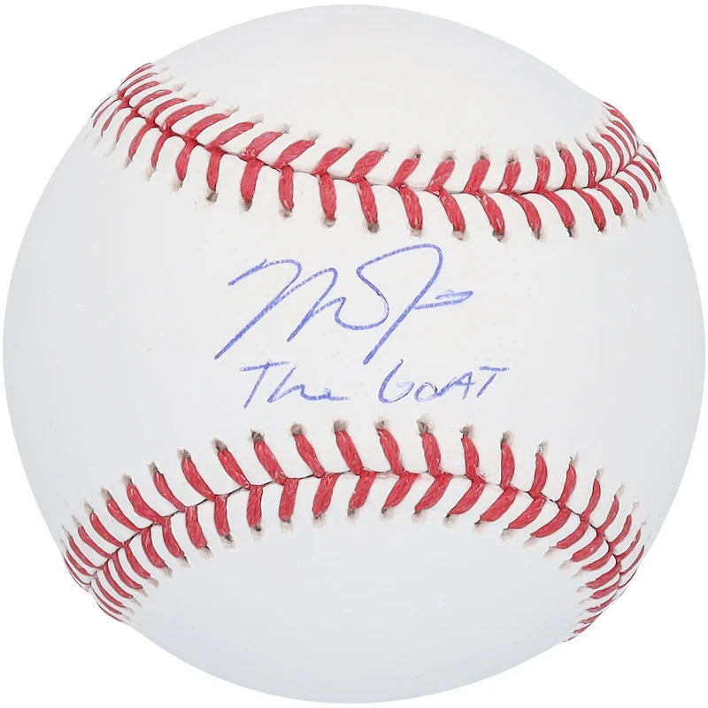 Baseball autographié par Mike Trout des Los Angeles Angels avec l'inscription « The Goat »