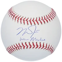 Baseball autographié par Mike Trout des Los Angeles Angels avec l'inscription « WAR Machine »