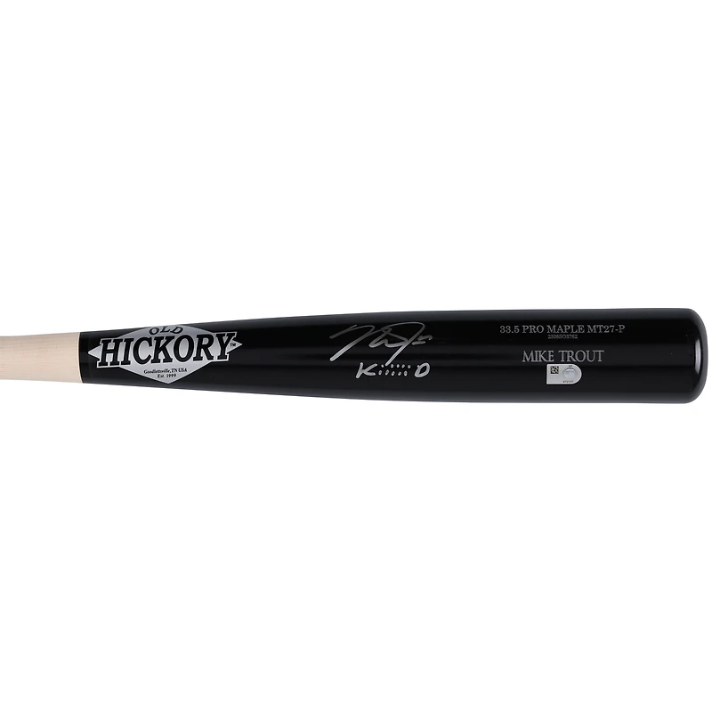 Batte de baseball Old Hickory dédicacée par Mike Trout des Los Angeles Angels avec l'inscription « KIIIIID »