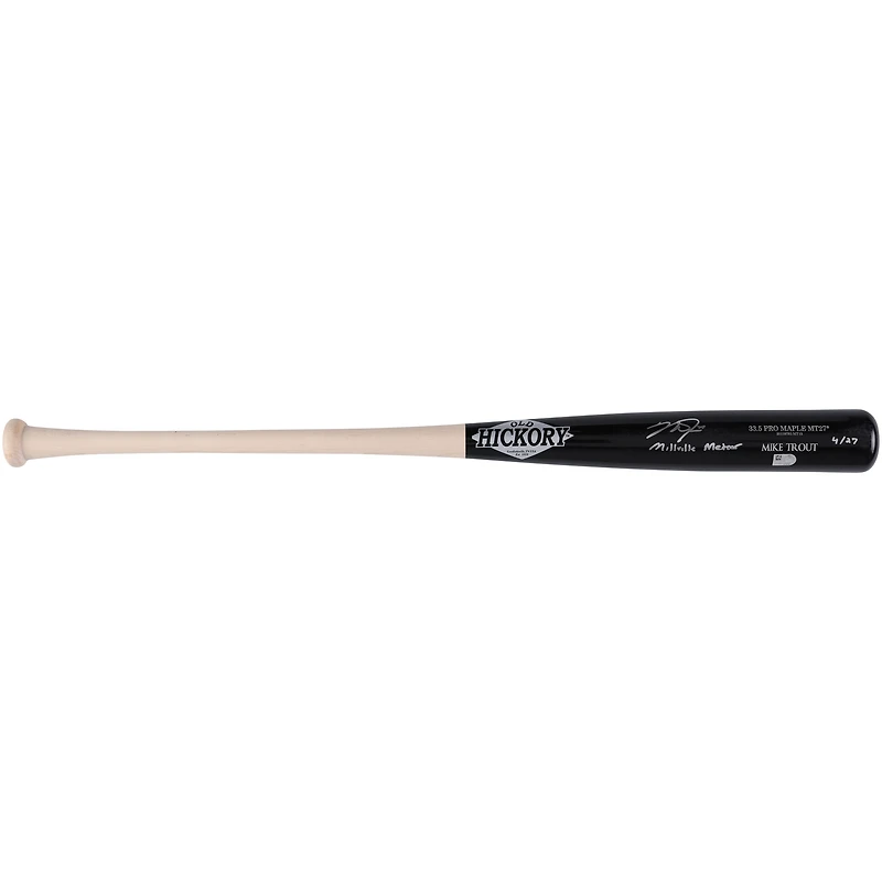 Batte de baseball Old Hickory dédicacée par Mike Trout des Los Angeles Angels avec inscription « Millville Meteor » - Édition limitée à 27 exemplaires