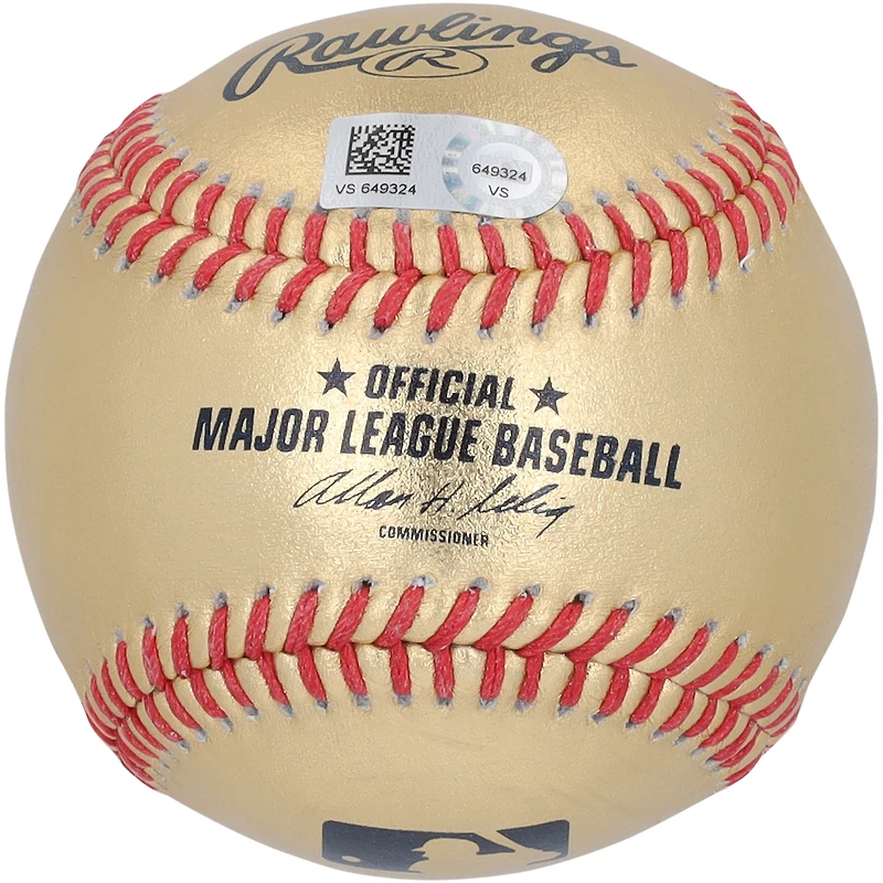 Casquette de baseball dorée autographiée par Mike Trout des Los Angeles Angels