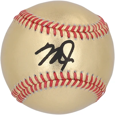 Casquette de baseball dorée autographiée par Mike Trout des Los Angeles Angels
