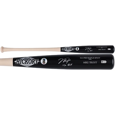 Batte de baseball Old Hickory Game Model autographiée par Mike Trout des Los Angeles Angels avec l'inscription « 12 ROY »