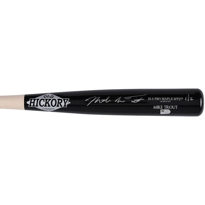 Batte de baseball Old Hickory autographiée par Mike Trout des Los Angeles Angels avec signature du nom complet