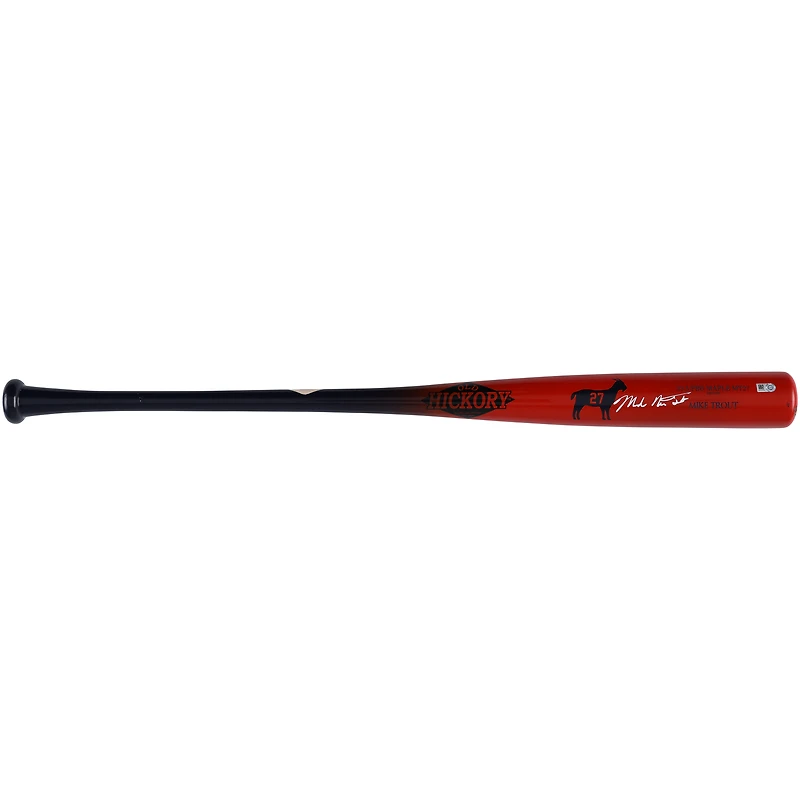 Mike Trout Los Angeles Angels a autographié la batte personnalisée Old Hickory MT27 The Goat avec la signature du nom complet