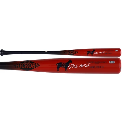 Mike Trout Los Angeles Angels a autographié la batte personnalisée Old Hickory MT27 The Goat avec la signature du nom complet