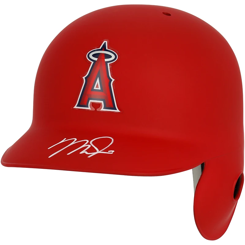 Casque de frappeur rouge mat autographié par Mike Trout des Los Angeles Angels