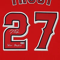 Maillot Nike authentique rouge autographié par Mike Trout des Los Angeles Angels avec inscription « War Machine »