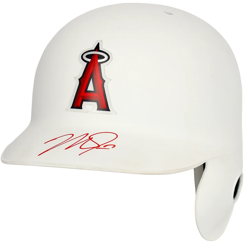 Casque de frappeur blanc autographié par Mike Trout des Los Angeles Angels