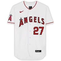 Maillot Nike authentique blanc autographié par Mike Trout des Los Angeles Angels avec inscription « 12 AL ROY »