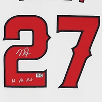 Maillot Nike authentique blanc autographié par Mike Trout des Los Angeles Angels avec inscription « 12 AL ROY »
