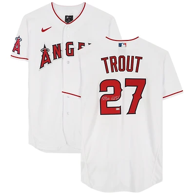 Maillot Nike authentique blanc autographié par Mike Trout des Los Angeles Angels avec signature du nom complet