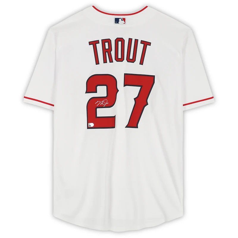 Mike Trout Los Angeles Angels Autographed White Nike Replica Jersey