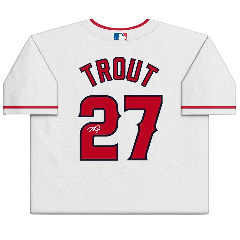 Maillot réplique Nike blanc autographié par Mike Trout des Los Angeles Angels