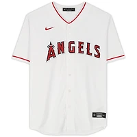 Maillot réplique Nike blanc autographié par Mike Trout des Los Angeles Angels avec inscription « 2012 AL ROY »