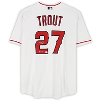 Maillot réplique Nike blanc autographié par Mike Trout des Los Angeles Angels avec inscription « KiiiiiD »