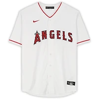 Maillot réplique Nike blanc autographié par Mike Trout des Los Angeles Angels avec inscription « KiiiiiD »