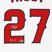Maillot réplique Nike blanc autographié par Mike Trout des Los Angeles Angels avec inscription « KiiiiiD »