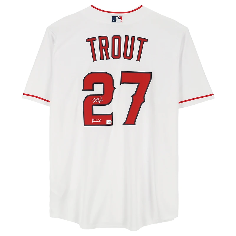 Mike Trout Los Angeles Angels Autographed White Nike Replica Jersey with "KiiiiiD" Inscription