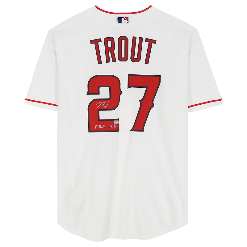 Mike Trout Los Angeles Angels Autographed White Nike Replica Jersey with "Millville Meteor" Inscription