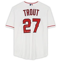 Maillot réplique Nike blanc autographié par Mike Trout des Los Angeles Angels avec inscription « War Machine »