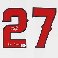 Maillot réplique Nike blanc autographié par Mike Trout des Los Angeles Angels avec inscription « War Machine »