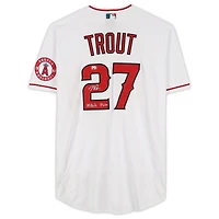 Maillot Nike authentique autographié par Mike Trout White des Los Angeles Angels avec inscription « Millville Meteor »
