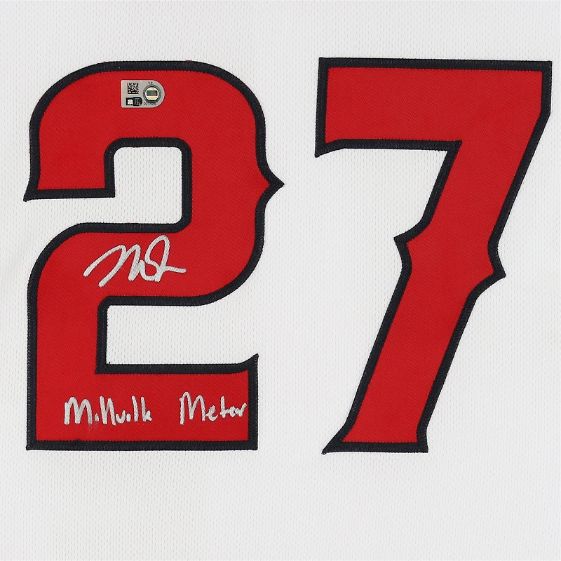 Maillot Nike authentique autographié par Mike Trout White des Los Angeles Angels avec inscription « Millville Meteor »