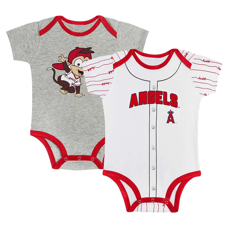 Ensemble de deux bodies gris et blancs Los Angeles Angels pour nouveau-né bébé.
