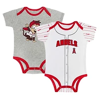 Ensemble de deux bodies gris et blancs Los Angeles Angels pour nouveau-né bébé.