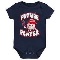 Newborn & Infant Navy/Red/White Los Angeles Angels Minor League Player Three-Pack Bodysuit Set