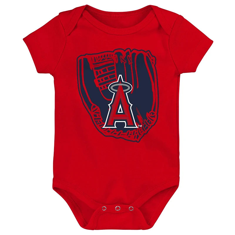 Newborn & Infant Navy/Red/White Los Angeles Angels Minor League Player Three-Pack Bodysuit Set