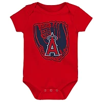 Newborn & Infant Navy/Red/White Los Angeles Angels Minor League Player Three-Pack Bodysuit Set