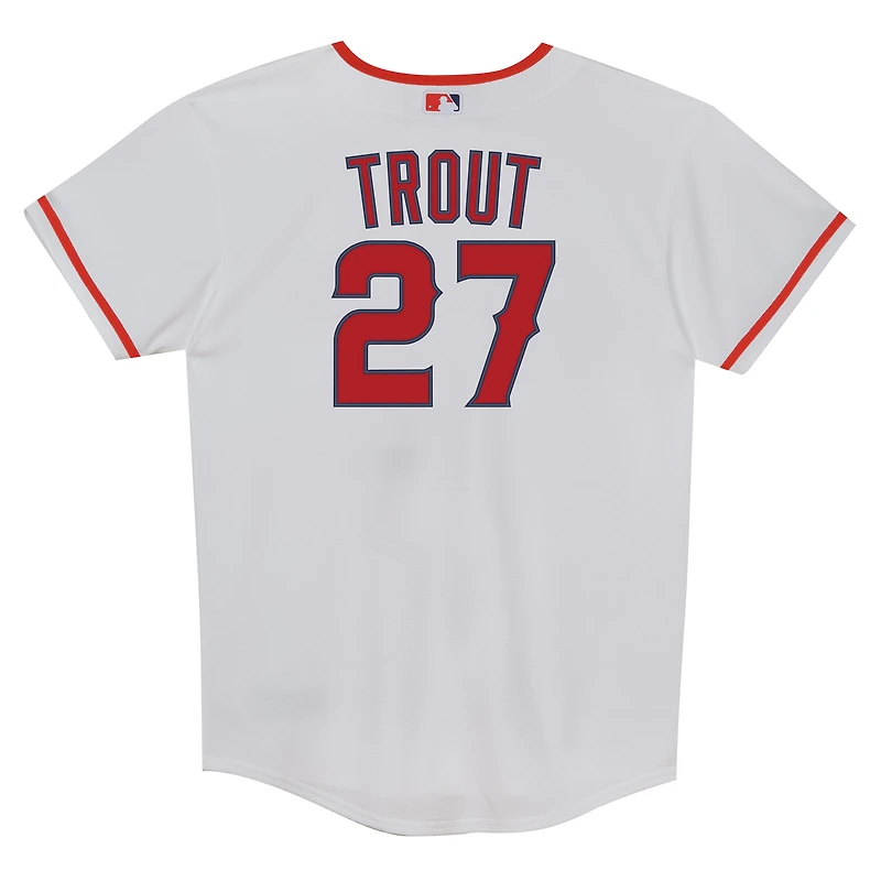 Maillot Nike blanc de Mike Trout pour enfant d'âge préscolaire, réplique à domicile des Los Angeles Angels