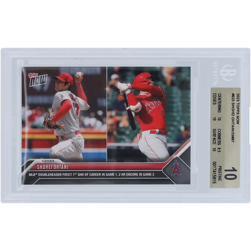 Shohei Ohtani Los Angeles Angels 2023 Topps Now 1st Sho of Career in Game 1, 2 HR Encore in Game 2 #625 BGS Authenticated 10 Card - 10,9.5,10,10 Subgrades