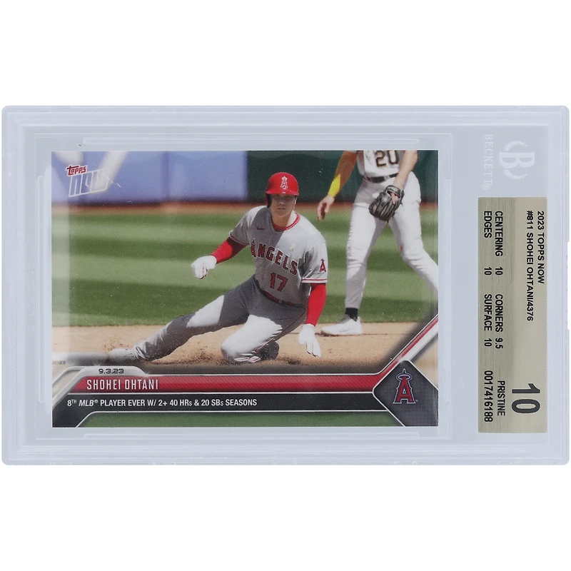 Shohei Ohtani Los Angeles Angels 2023 Topps Now 8th MLB Player Ever w/ 2+ 40Hrs & 20SBs Season #811 BGS Authenticated 10 Card - 10,9.5,10,10 Subgrades