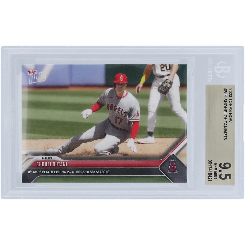 Shohei Ohtani Los Angeles Angels 2023 Topps Now 8th MLB Player Ever w/ 2+ 40Hrs & 20SBs Season #811 BGS Authenticated 9.5 Card
