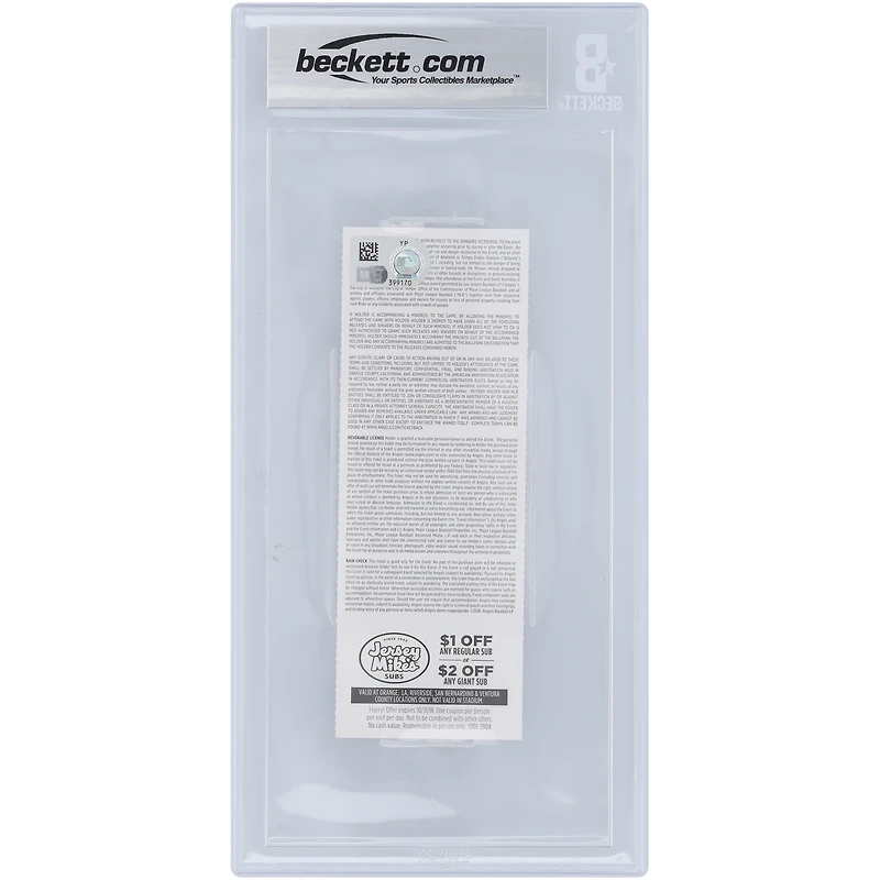 Shohei Ohtani Los Angeles Angels Beckett Fanatics Witnessed Authenticated 9/10 Ticket from April 3, 2018 - 1st Career Home Run