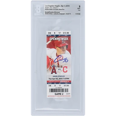Shohei Ohtani Los Angeles Angels Beckett Fanatics Witnessed Authenticated 9/10 Ticket from April 3, 2018 - 1st Career Home Run