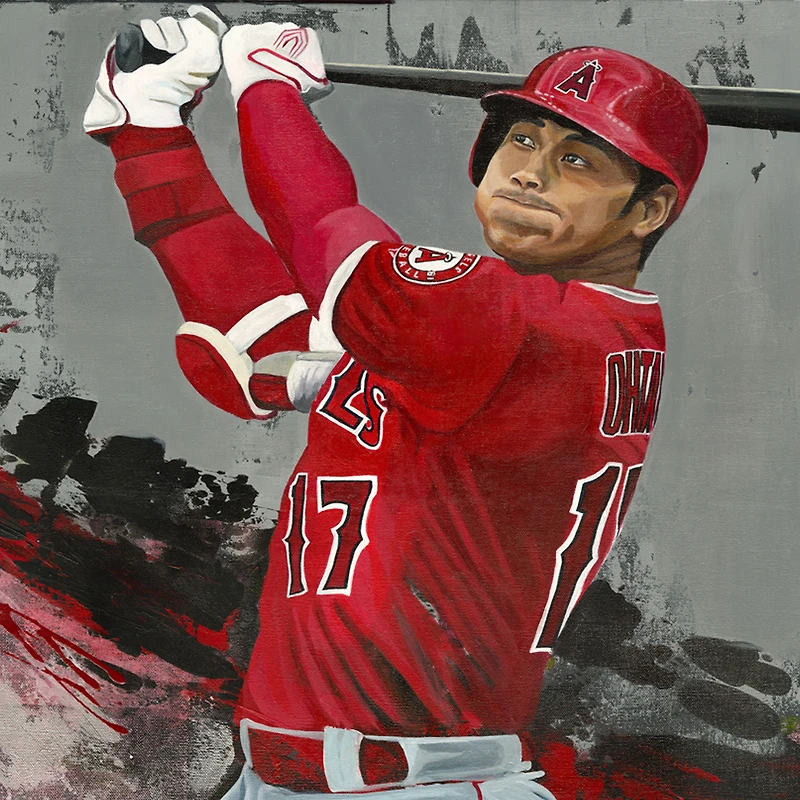 Impression giclée sur toile tendue de Shohei Ohtani Los Angeles Angels 16" x 20" - Art par Cortney Wall - Édition limitée de 2021