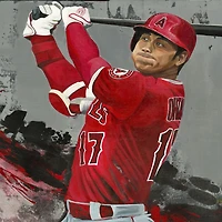 Impression giclée sur toile tendue de Shohei Ohtani Los Angeles Angels 16" x 20" - Art par Cortney Wall - Édition limitée de 2021