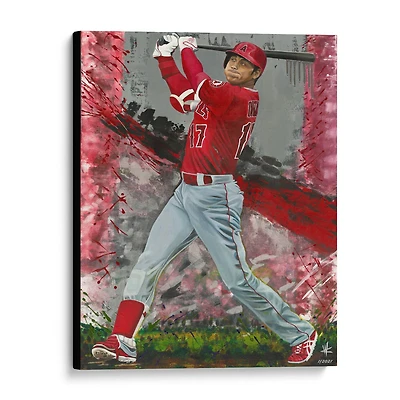 Impression giclée sur toile tendue de Shohei Ohtani Los Angeles Angels 16" x 20" - Art par Cortney Wall - Édition limitée de 2021