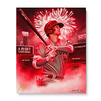 Shohei Ohtani Los Angeles Angels Stretched 16" x 20" Embellished Canvas Giclee Print - Art by Jordan Spector