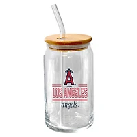 The Memory Company Los Angeles Angels 16oz. Verre à bière Classic Crew avec couvercle en bambou
