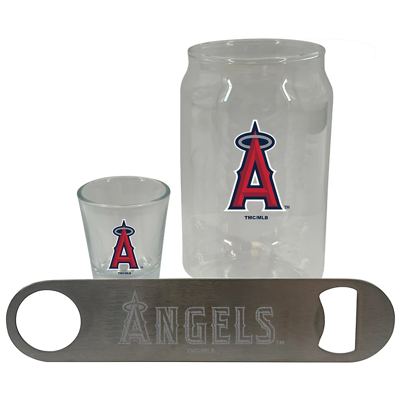 Ensemble de trois verres à bière, verres à liqueur et décapsuleur de 2 oz de The Memory Company Los Angeles Angels