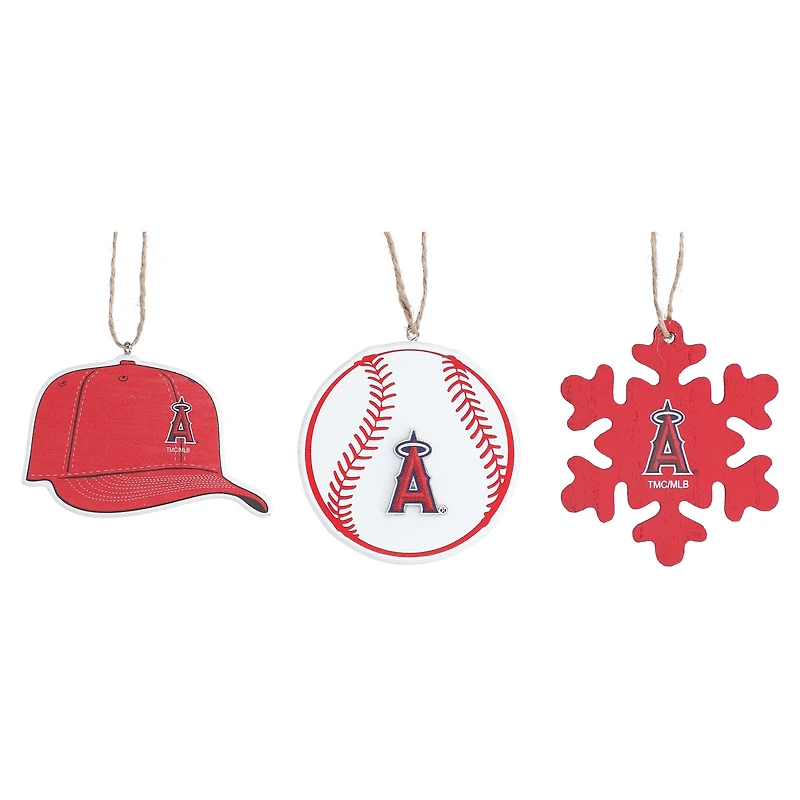 Ensemble de trois casquettes, de baseball et de décorations en forme de flocon de neige des Los Angeles Angels de The Memory Company