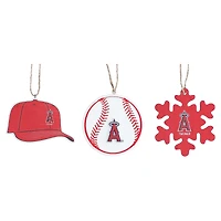 Ensemble de trois casquettes, de baseball et de décorations en forme de flocon de neige des Los Angeles Angels de The Memory Company