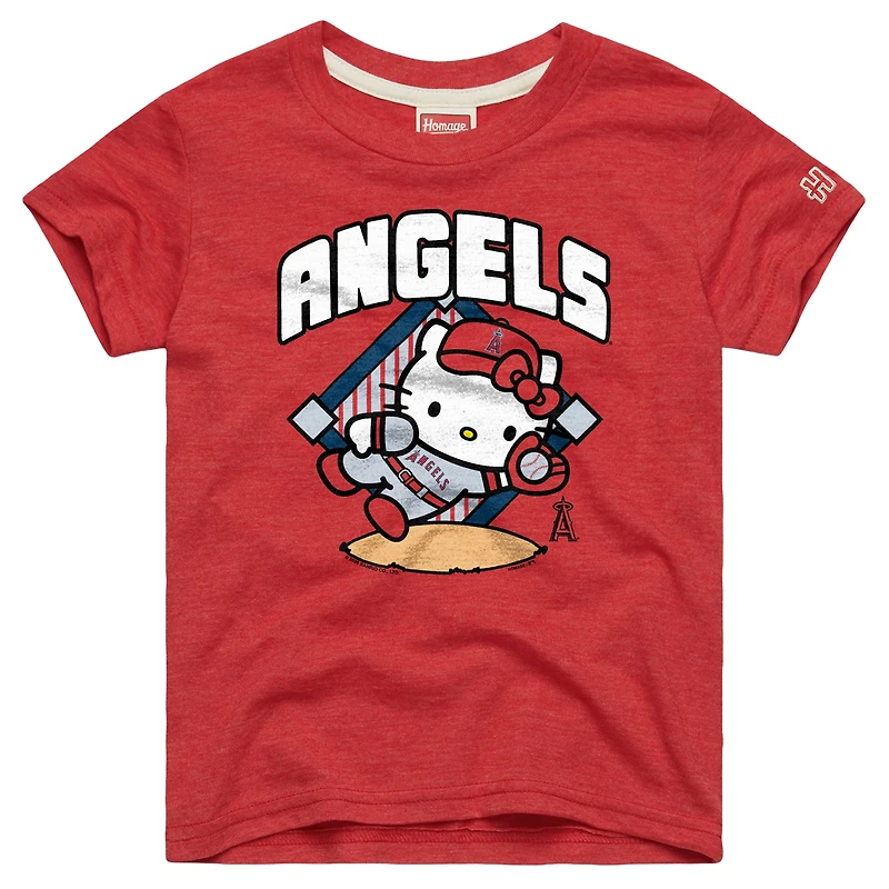 Toddler Homage Red Los Angeles Angels Hello Kitty x MLB Tri-Blend T-Shirt