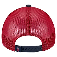 Casquette ajustable New Era blanche/bleu marine Los Angeles Angels peinte en A 9FORTY Trucker pour tout-petit