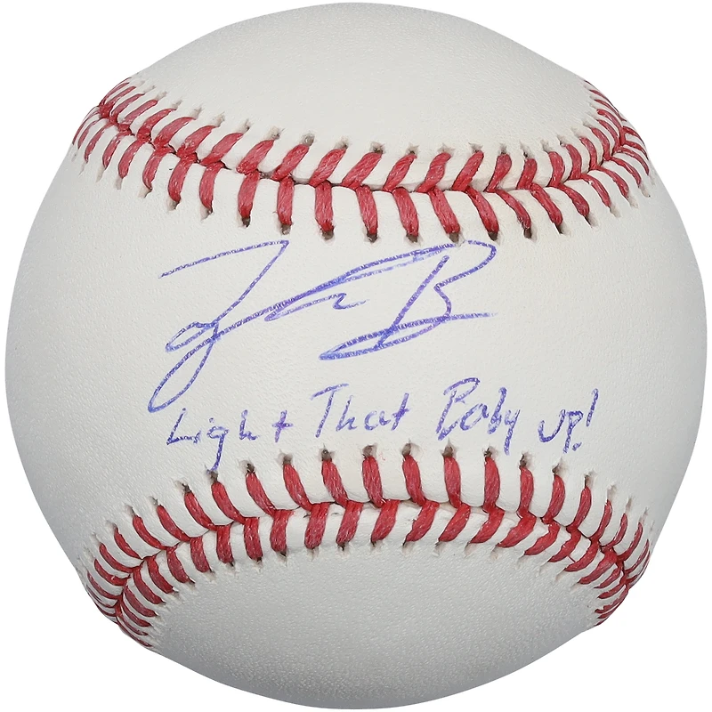 Balle de baseball autographiée par Tyler Bremner des Angels de Los Angeles avec l'inscription « Light That Baby Up ! »